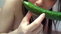 Hairy asian is live at 1hottie with her green dildo